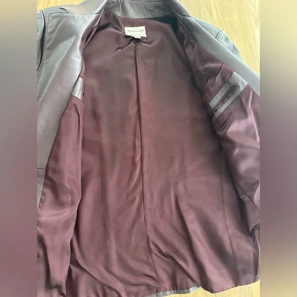 Vintage Diamond Leather Oversized Blazer – Burgundy Oxblood – 90s Slouchy Fit